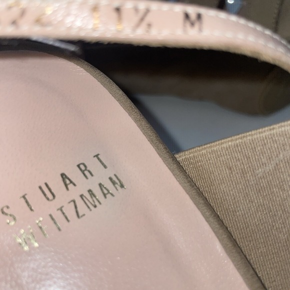 Stuart Weitzmam Tan Leather Cone Heels Strappy Sandals Neutral Women's Size 11.5 - Picture 6 of 10